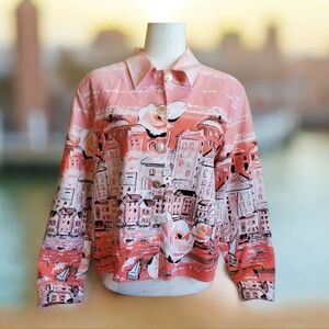 Coldwater Creek Watercolor Linen Blazer 0034